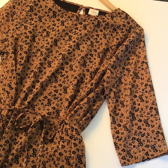 NWT JDY jennifer chiffon sleeve skater dress in brown, US 10 - Picture 6 of 13